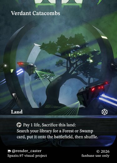 Carta Rendercaster Verdant Catacombs, n° 10, fetch land