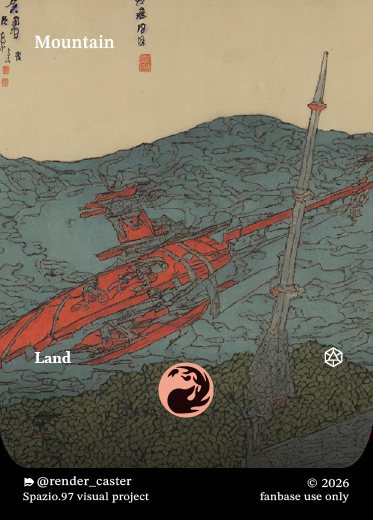 Carta Rendercaster Mountain, n° 24, terra base, ukiyo-e