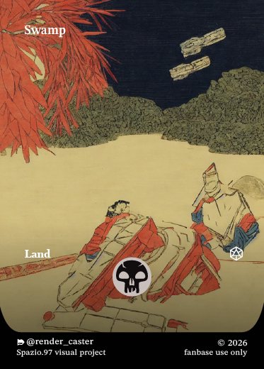 Carta Rendercaster Swamp, n° 25, terra base, ukiyo-e
