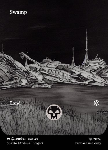 Carta Rendercaster Swamp, n° 30, terra base, carboncino