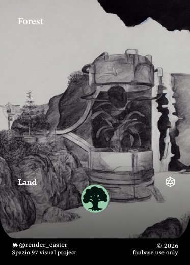 Carta Rendercaster Forest, n° 32, terra base, carboncino