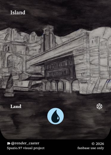 Carta Rendercaster Island, n° 33, terra base, carboncino